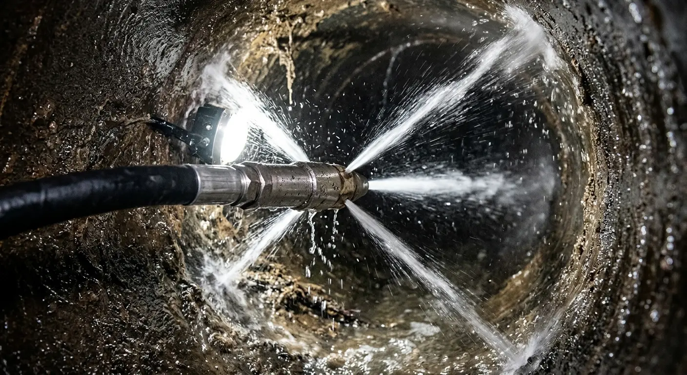 High-pressure hydro jetting nozzle cleaning sewer pipe for Storm Drain Cleaning in Napoleon